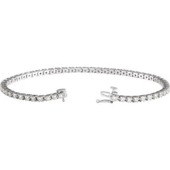 14K White Gold 3 CTW Natural Diamond Line 7 1/4" Bracelet