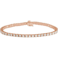 14K Rose Gold 3 CTW Natural Diamond Line 7 1/4" Bracelet