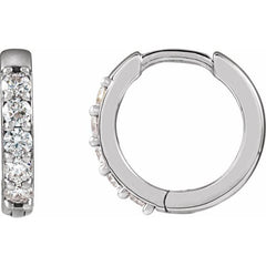 Sterling Silver .08 CTW Natural Diamond Hinged 10 mm Hoop Earrings