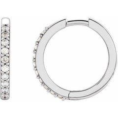 Sterling Silver 1/6 CTW Natural Diamond Hinged 15 mm Hoop Earrings