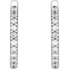 14K White Gold 1/6 CTW Natural Diamond Hinged 15 mm Hoop Earrings