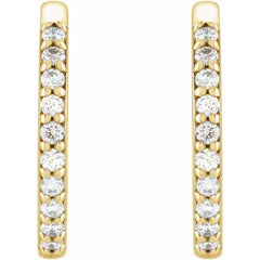 14K Yellow Gold 1/6 CTW Natural Diamond Hinged 15 mm Hoop Earrings