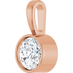14K Rose Gold 1/4 CT Natural Diamond Bezel-Set Solitaire Pendant