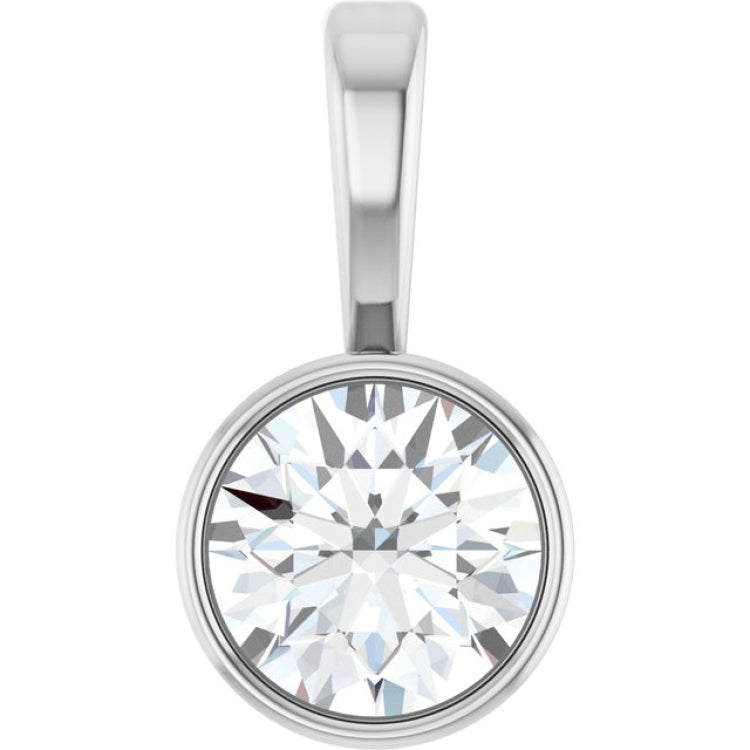 Platinum 1/4 CT Natural Diamond Bezel-Set Solitaire Pendant