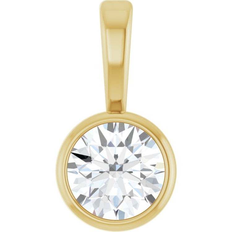 14K Yellow Gold 1/6 CT Natural Diamond Bezel-Set Solitaire Pendant