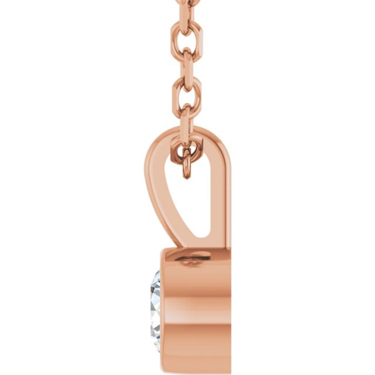 14K Rose Gold 1/10 CT Natural Diamond Bezel-Set Solitaire 16-18" Necklace