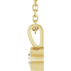 14K Yellow Gold 1/10 CT Natural Diamond Bezel-Set Solitaire 16-18" Necklace