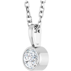 Platinum 1/6 CT Natural Diamond Bezel-Set Solitaire 16-18" Necklace