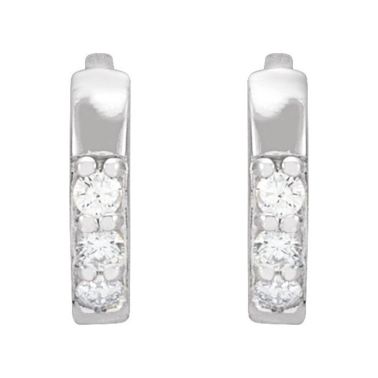 Sterling Silver .05 CTW Natural Diamond Hinged 8 mm Hoop Earrings