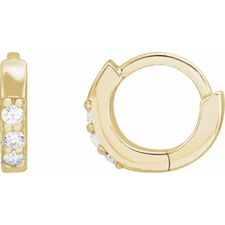 14K Yellow Gold .05 CTW Natural Diamond Hinged 8 mm Hoop Earrings