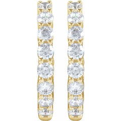 14K Yellow Gold 2 CTW Lab-Grown Diamond Inside-Outside Hinged 20 mm Hoop Earrings