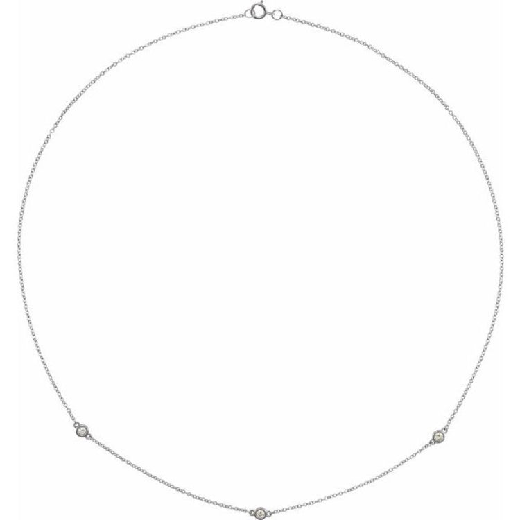 14K White Gold 1/5 CTW Lab-Grown Diamond 3-Station 18" Necklace