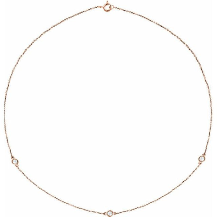 14K Rose Gold 1/3 CTW Lab-Grown Diamond 3-Station 18" Necklace