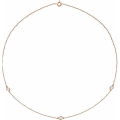 14K Rose Gold 1/3 CTW Lab-Grown Diamond 3-Station 18" Necklace