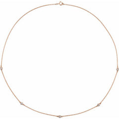 14K Rose Gold 1/4 CTW Lab-Grown Diamond 5-Station 18" Necklace