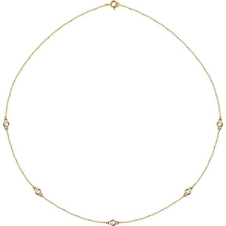 14K Yellow Gold 1/2 CTW Lab-Grown Diamond 5-Station 18" Necklace