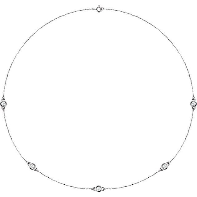14K White Gold 3/4 CTW Lab-Grown Diamond 5-Station 18" Necklace