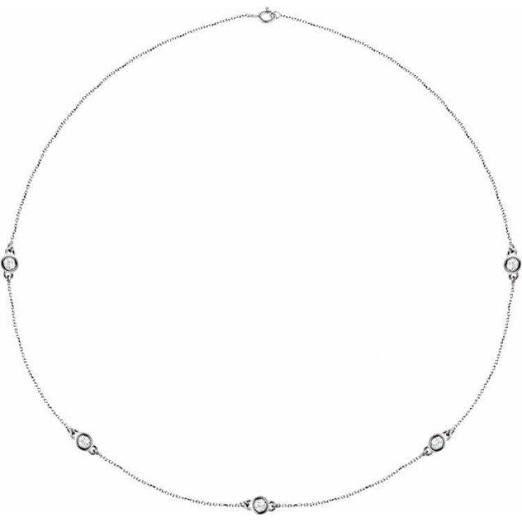 14K White Gold 1 CTW Lab-Grown Diamond 5-Station 18" Necklace
