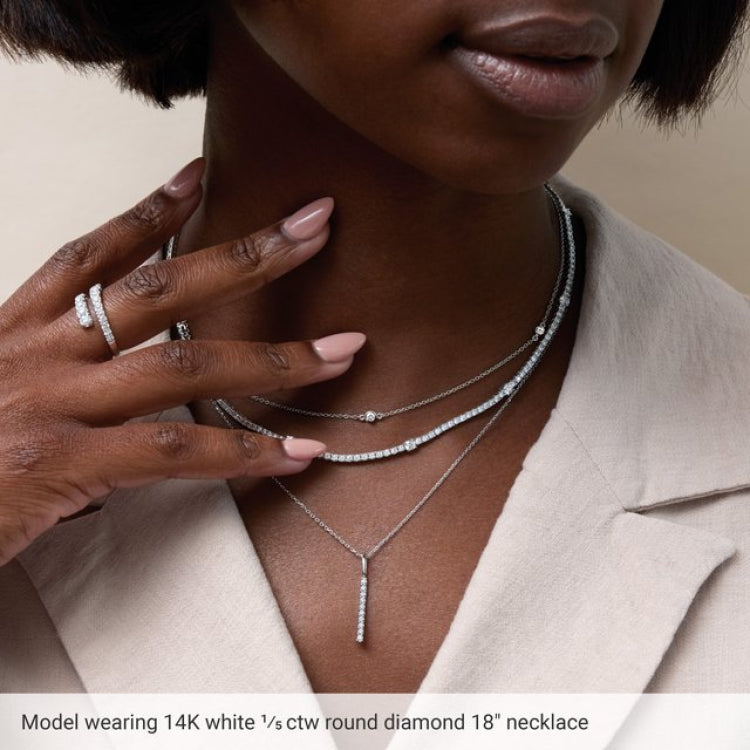 14K Yellow Gold 1/4 CTW Lab-Grown Diamond 7-Station 24" Necklace