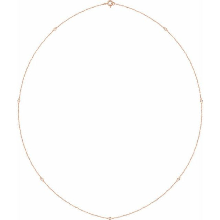 14K Rose Gold 1/4 CTW Lab-Grown Diamond 7-Station 24" Necklace