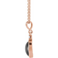 14K Rose Gold 8x6 mm Natural Black Onyx & .03 CT Natural Diamond 16-18" Necklace