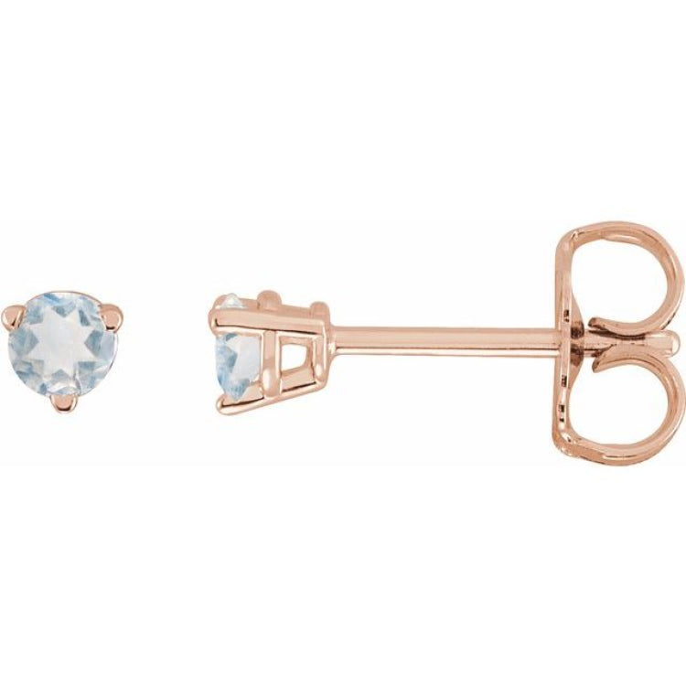 14K Rose Gold Natural Blue Sheen Moonstone Earrings