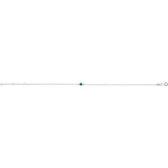 Sterling Silver Natural Emerald Bezel-Set Solitaire 6 1/2-7 1/2" Bracelet