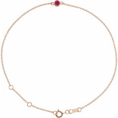 14K Rose Gold Lab-Grown Ruby Bezel-Set Solitaire 6 1/2-7 1/2" Bracelet