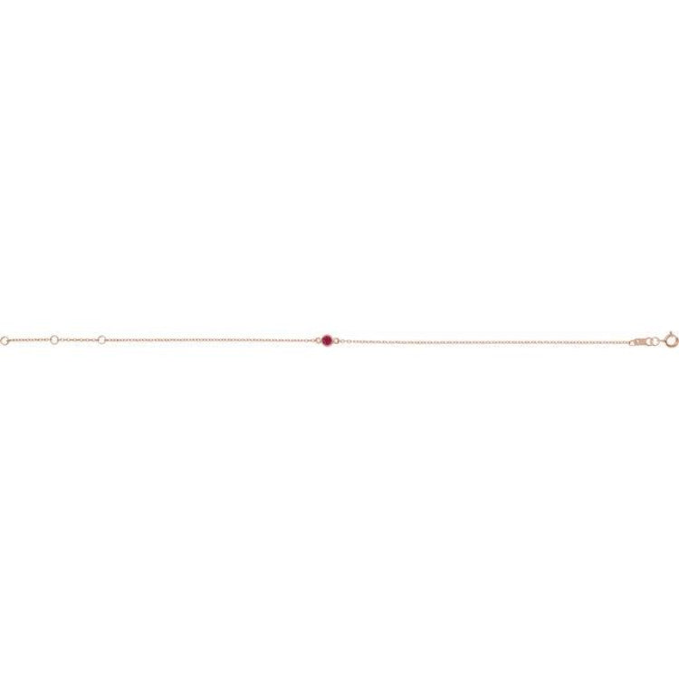 14K Rose Gold Lab-Grown Ruby Bezel-Set Solitaire 6 1/2-7 1/2" Bracelet