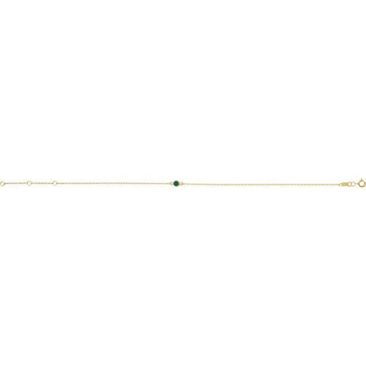 14K Yellow Gold Lab-Grown Alexandrite Bezel-Set Solitaire 6 1/2-7 1/2" Bracelet