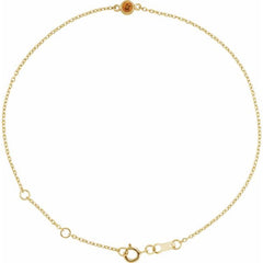 14K Yellow Gold Natural Citrine Bezel-Set Solitaire 6 1/2-7 1/2" Bracelet