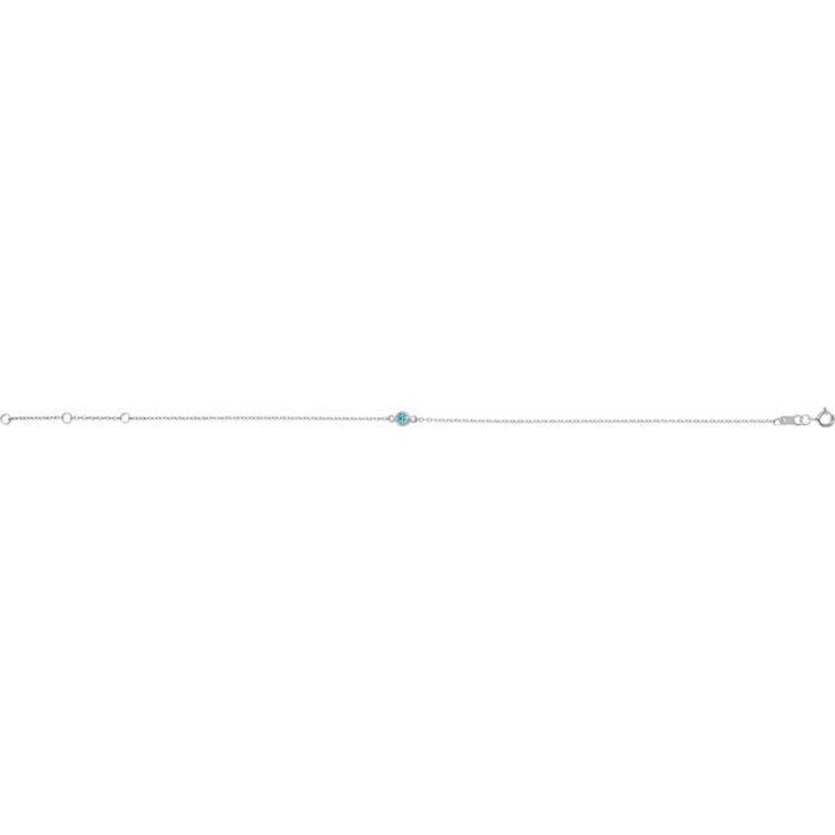 14K White Gold Natural Blue Zircon Bezel-Set Solitaire 6 1/2-7 1/2" Bracelet