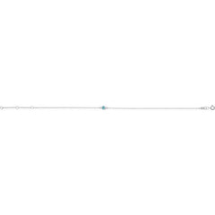 14K White Gold Natural Blue Zircon Bezel-Set Solitaire 6 1/2-7 1/2" Bracelet