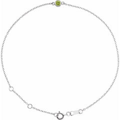 Platinum Natural Peridot Bezel-Set Solitaire 6 1/2-7 1/2" Bracelet