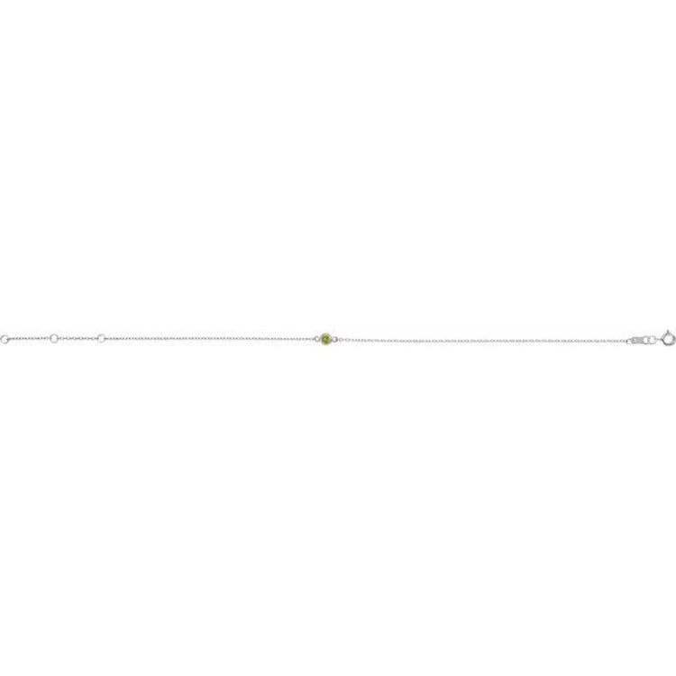 Platinum Natural Peridot Bezel-Set Solitaire 6 1/2-7 1/2" Bracelet