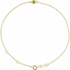 14K Yellow Gold Natural Peridot Bezel-Set Solitaire 6 1/2-7 1/2" Bracelet
