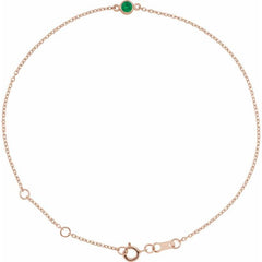 14K Rose Gold Natural Emerald Bezel-Set Solitaire 6 1/2-7 1/2" Bracelet