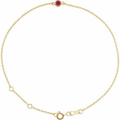 14K Yellow Gold Natural Ruby Bezel-Set Solitaire 6 1/2-7 1/2" Bracelet