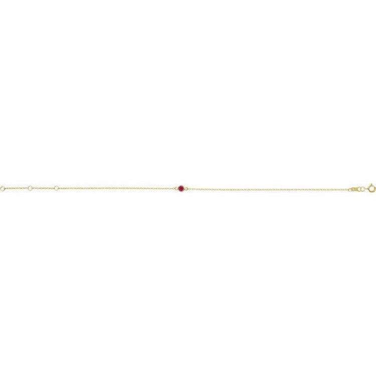 14K Yellow Gold Natural Ruby Bezel-Set Solitaire 6 1/2-7 1/2" Bracelet