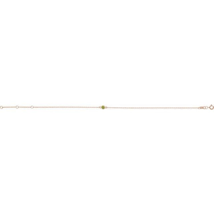 14K Rose Gold Natural Peridot Bezel-Set Solitaire 6 1/2-7 1/2" Bracelet