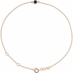 14K Rose Gold Lab-Grown Blue Sapphire Bezel-Set Solitaire 6 1/2-7 1/2" Bracelet