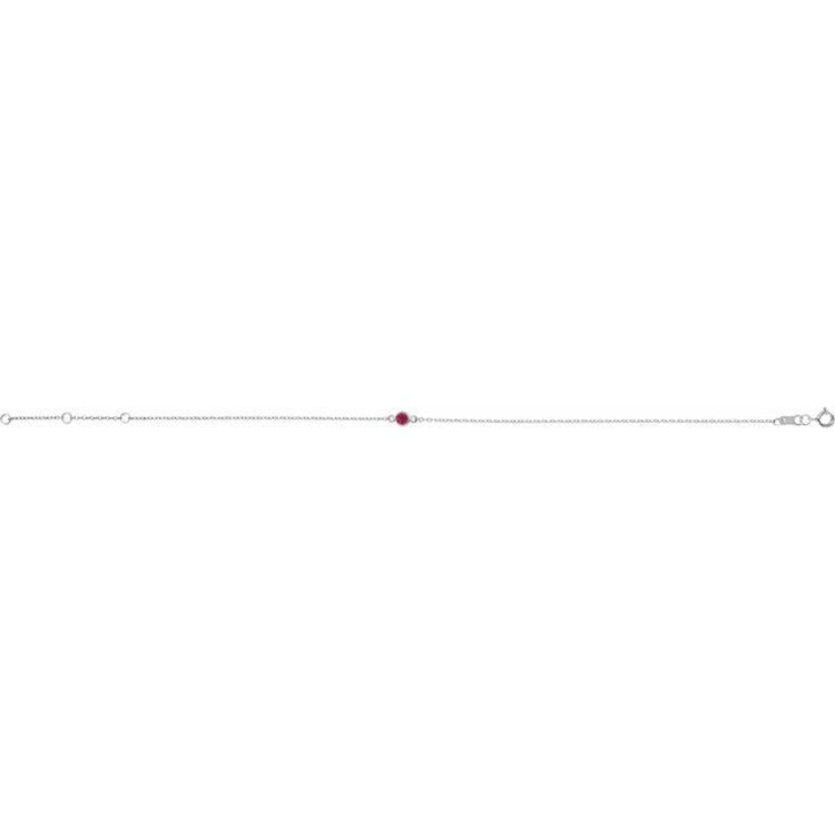 Sterling Silver Natural Ruby Bezel-Set Solitaire 6 1/2-7 1/2" Bracelet