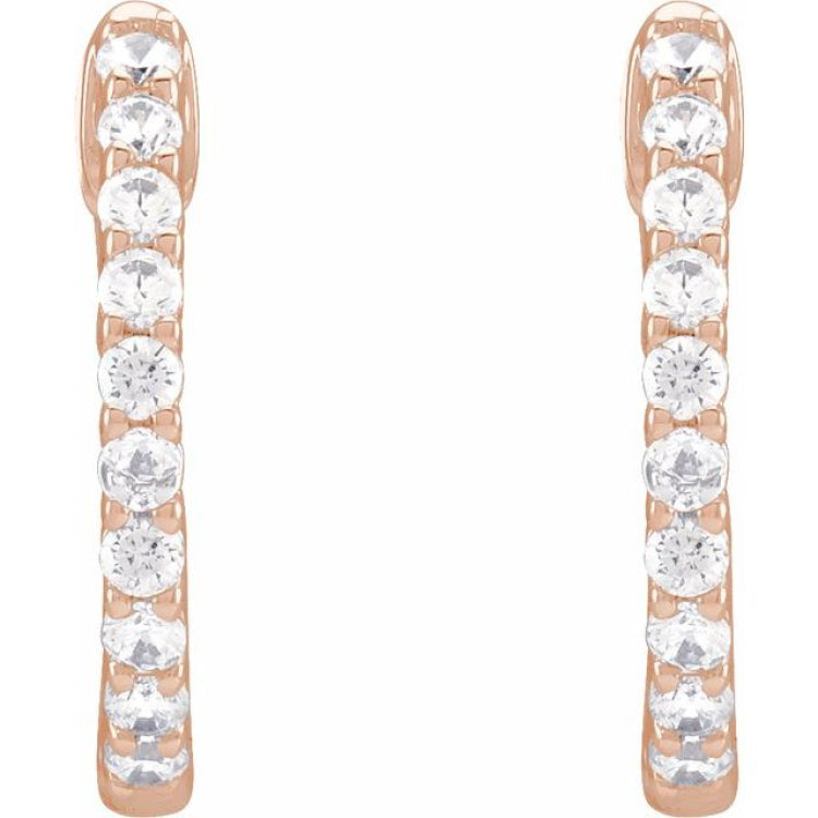 14K Rose Gold 1/2 CTW Lab-Grown Diamond Inside-Outside Hinged 14.5 mm Hoop Earrings