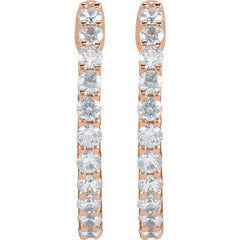 14K Rose Gold 3/4 CTW Lab-Grown Diamond Inside-Outside Hinged 17.2 mm Hoop Earrings