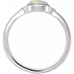 Sterling Silver Natural Ethiopian Opal & .03 CTW Natural Diamond Ring