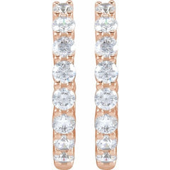 14K Rose Gold 2 CTW Natural Diamond Inside-Outside Hinged 20 mm Hoop Earrings