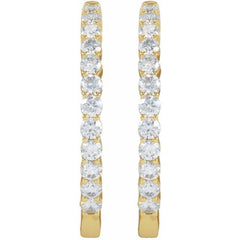 14K Yellow Gold 3 CTW Natural Diamond Inside-Outside Hinged 30 mm Hoop Earrings
