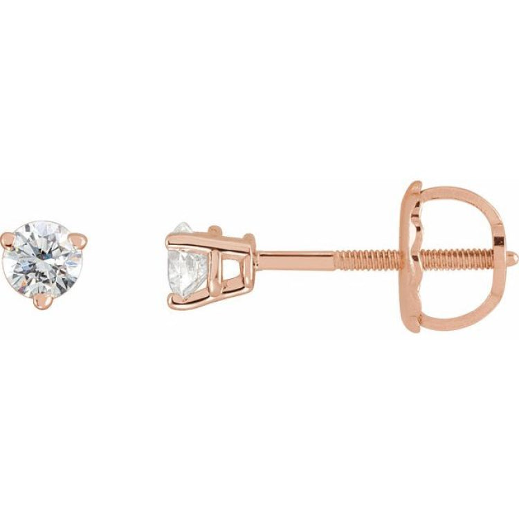 14K Rose Gold 1/8 CTW Natural Diamond Earrings