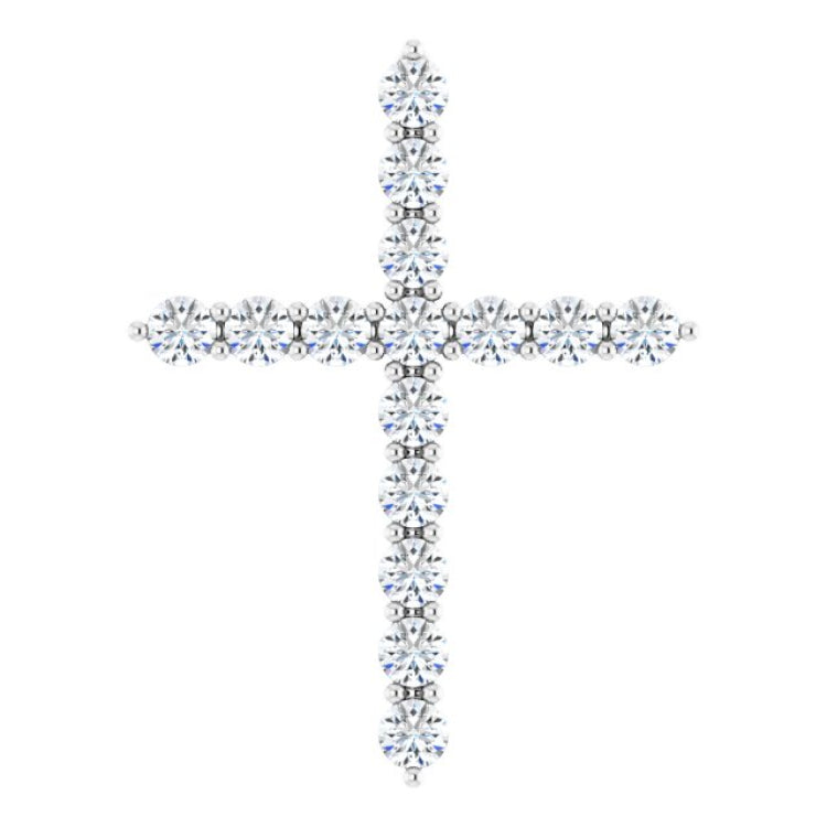 Sterling Silver 1/2 CTW Natural Diamond Cross Pendant