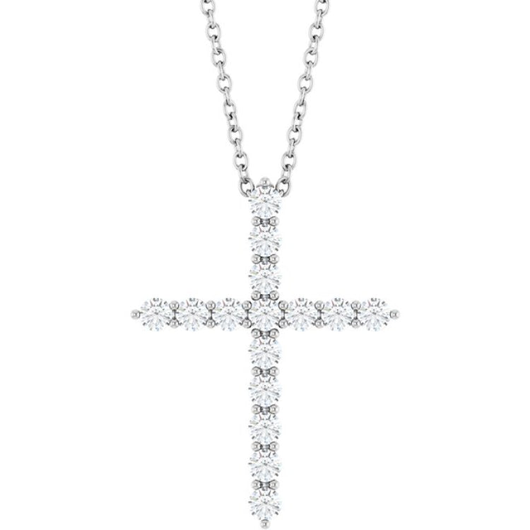 Sterling Silver 1/2 CTW Natural Diamond Cross 16-18" Necklace